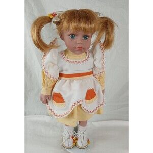 Vintage Cracker Barrel Halloween Candy Corn Doll Girl with Stand 14" in Box